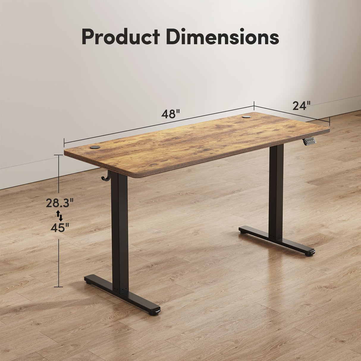 FEZIBO Electric Standing Desk Adjustable Height, 48 x 24 Inch Sit and Stand Desk, Home Office Desk, Ergonomic Workstation Computer Desk, Rustic Brown FEZIBO