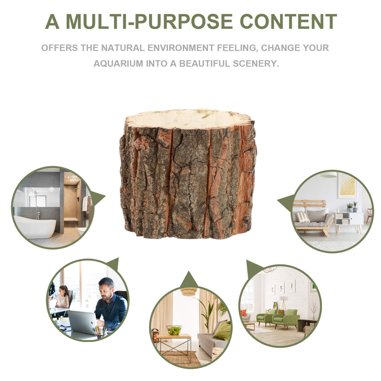 Wood Flower Pot Tree Stump Planter Artificial Plants Wood Vase Natural Wood Flower Pot Rustic Bark Planter Wood Farmhouse Decoration Healeved