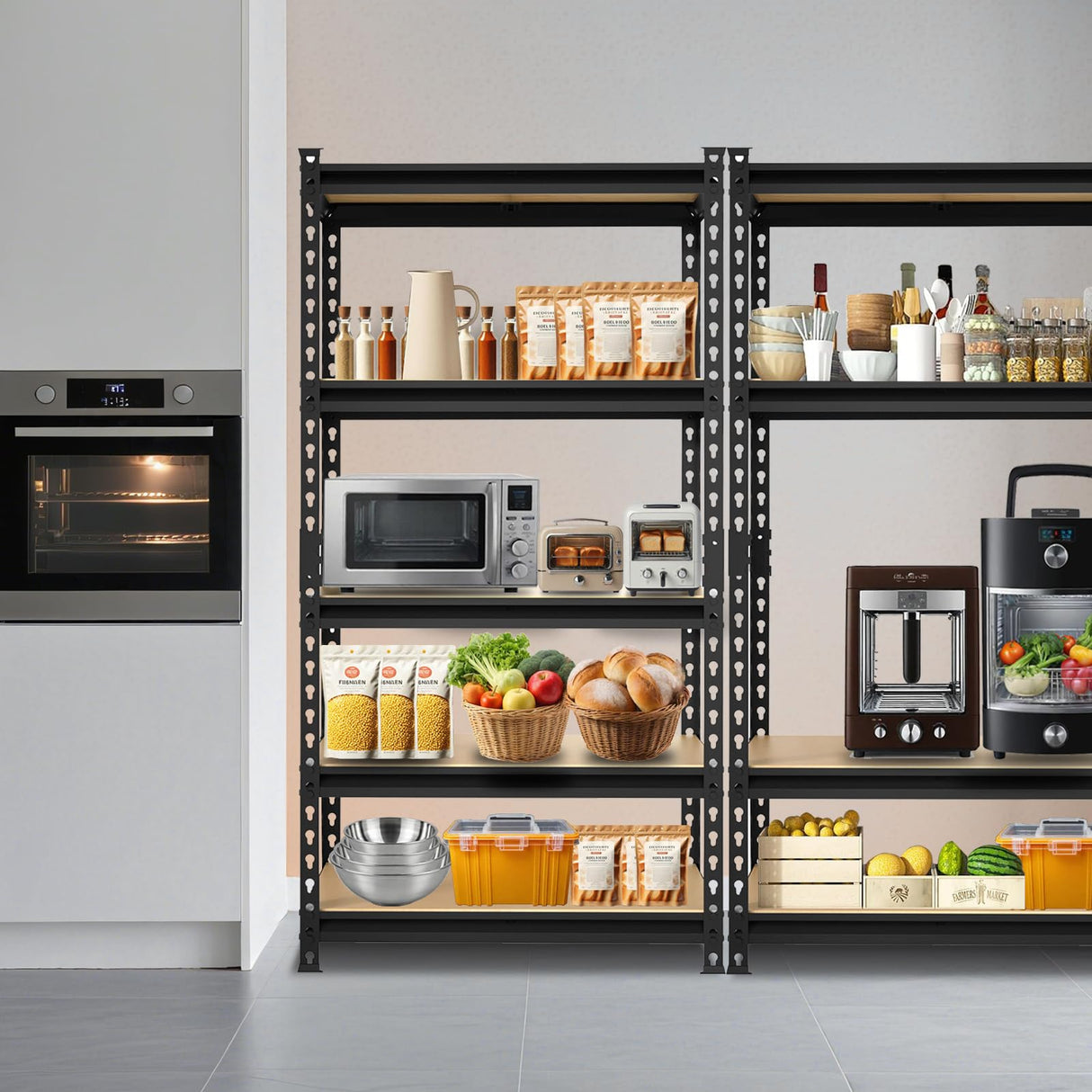 BIG RED Storage Shelving Unit, 5-Tier Adjustable, Heavy Duty Metal Garage Shelves/Utility Rack for Kitchen, Pantry, Basement, Bathroom, Laundry - 2,000 lbs Capacity, Black, 72" H x 35" W x 12" D BIG RED