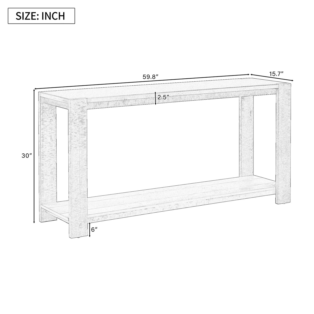 XD Designs Minimalist 60-Inch Long Console Table Sofa Table with Bottom Shelf and Thick Legs, Wood 2-Tier Narrow Accent Entryway Table for Hallway Living Room Foyer Corridor (Black-All) XD Designs