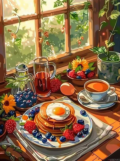 UIBDVKS Retro Kitchen Food Diamond Painting Kits for Adults Beginners, DIY Full Round Diamond Painting, Fine Rhinestones with Gem Craft Diamond Art Kits, for Home Wall Decor Or Gifts 12x16 Inch