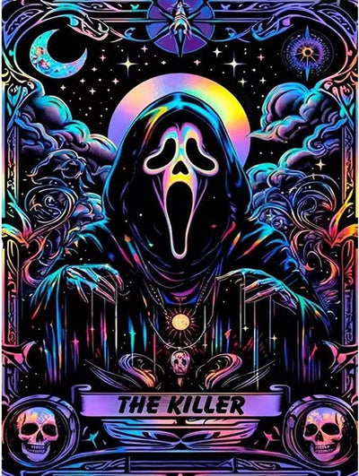 SOTYIOO Halloween Diamond Art Kits for Adults. Halloween Diamond Painting kit for Adults Full Drill Round Gem Art 5D Diamond Dots Suitable Home Wall Decor 12x16inch