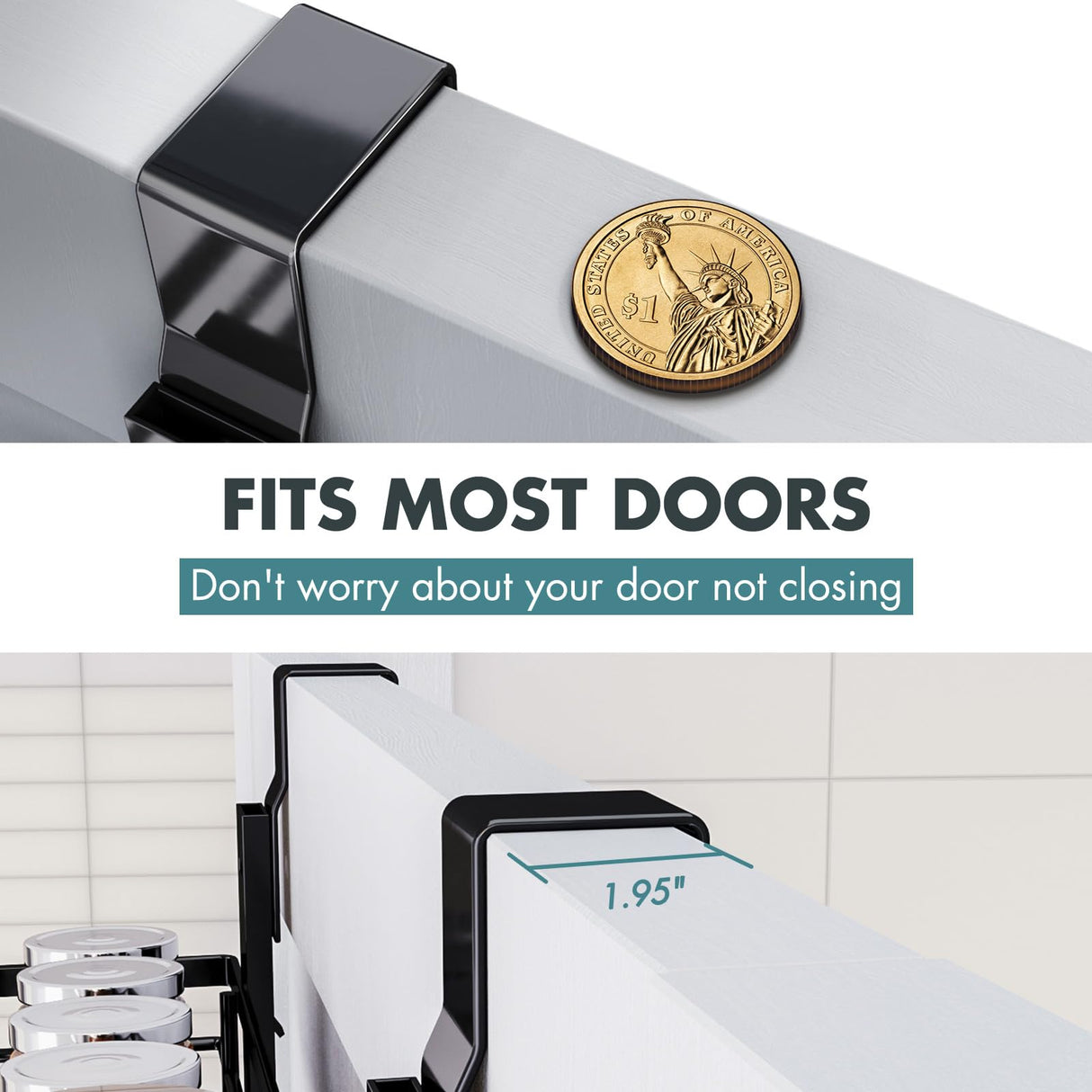 Eastherry Over The Door Pantry Organizer,9-Tier Over The Door Organizer with Adjustable Basket,Metal Hanging Pantry Organizers and Storage for Kitchen, Back of Door Seasoning Rack (Black) Eastherry