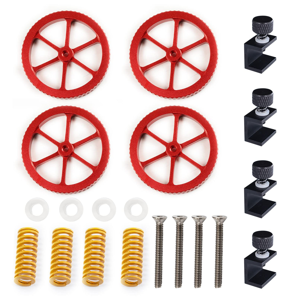 5Aplusreprap Heatbed Leveling 4Pcs Aluminum Hand Twist Leveling Nut with 4Pcs Hot Bed Die Springs for Ender 3/Ender 3 Pro, Ender 5/Ender 5 Plus/Ender 5 Pro, CR-10, CR10S/CR 10S Pro 3D Printer SAPLUSREPRAP