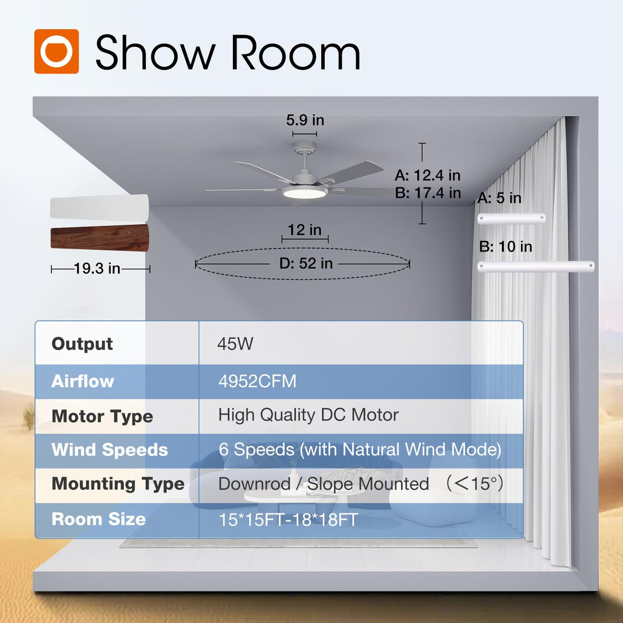 addlon Ceiling Fans with Lights, 52 inch Silver Ceiling fan with Light and Remote Control, Reversible, 3CCT, Dimmable, Noiseless, Ceiling Fan for Bedroom, Farmhouse, living room, Indoor/Outdoor Use addlon