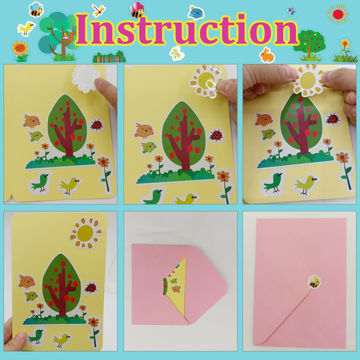 EAJASUCE 15 Sets Card Making Kits for Kids, Greeting Card Making Kits, Thank You Card Kits, Craft DIY Handmade Card Making Supplies EAJASUCE