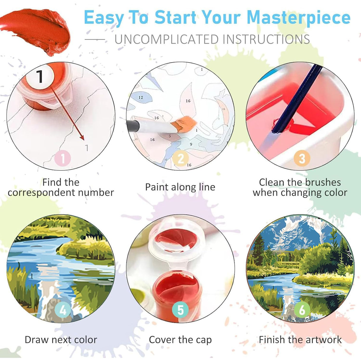 bleihum 6 Pack Paint by Numbers Kit for Adults National Park- Landscape Adult Paint by Number Kits on Canvas, DIY Acrylic Painting with Numbers Craft for Home Decor Gift 10x14 in bleihum