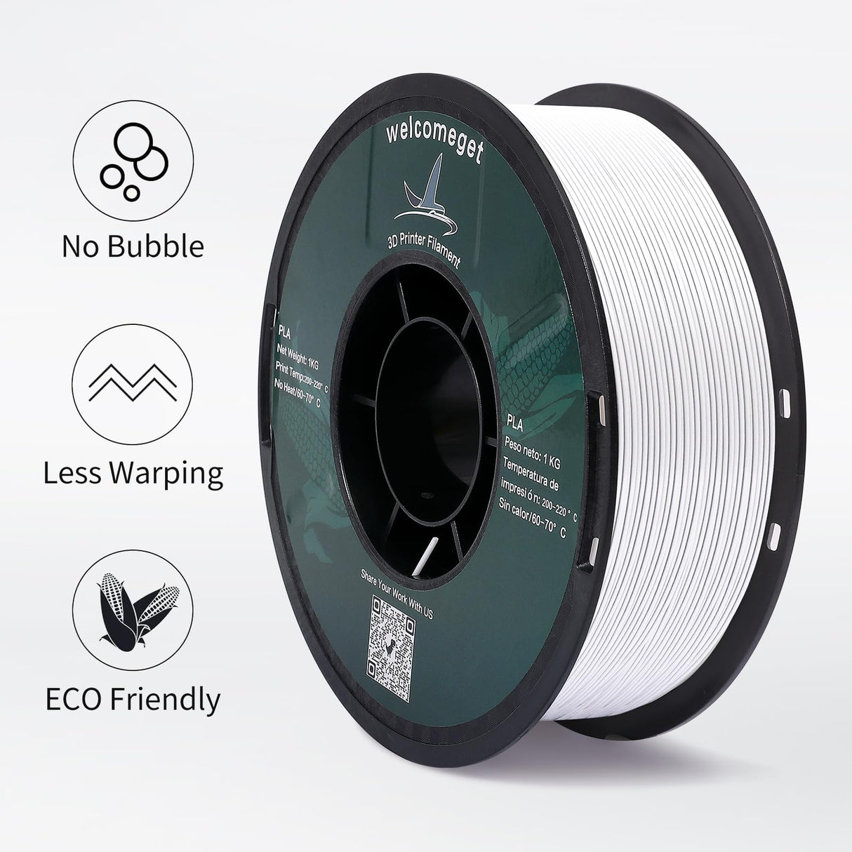 Welcomeget PLA 3D Printer Filament, 16 Rolls, Dimensional Accuracy +/- 0.03 mm, 16kg Spool(35.2lbs), 1.75 mm,Black White Grey Red Green Blue Yellow Purple Silver Transparent Pink Orange Wood Brown welcomeget