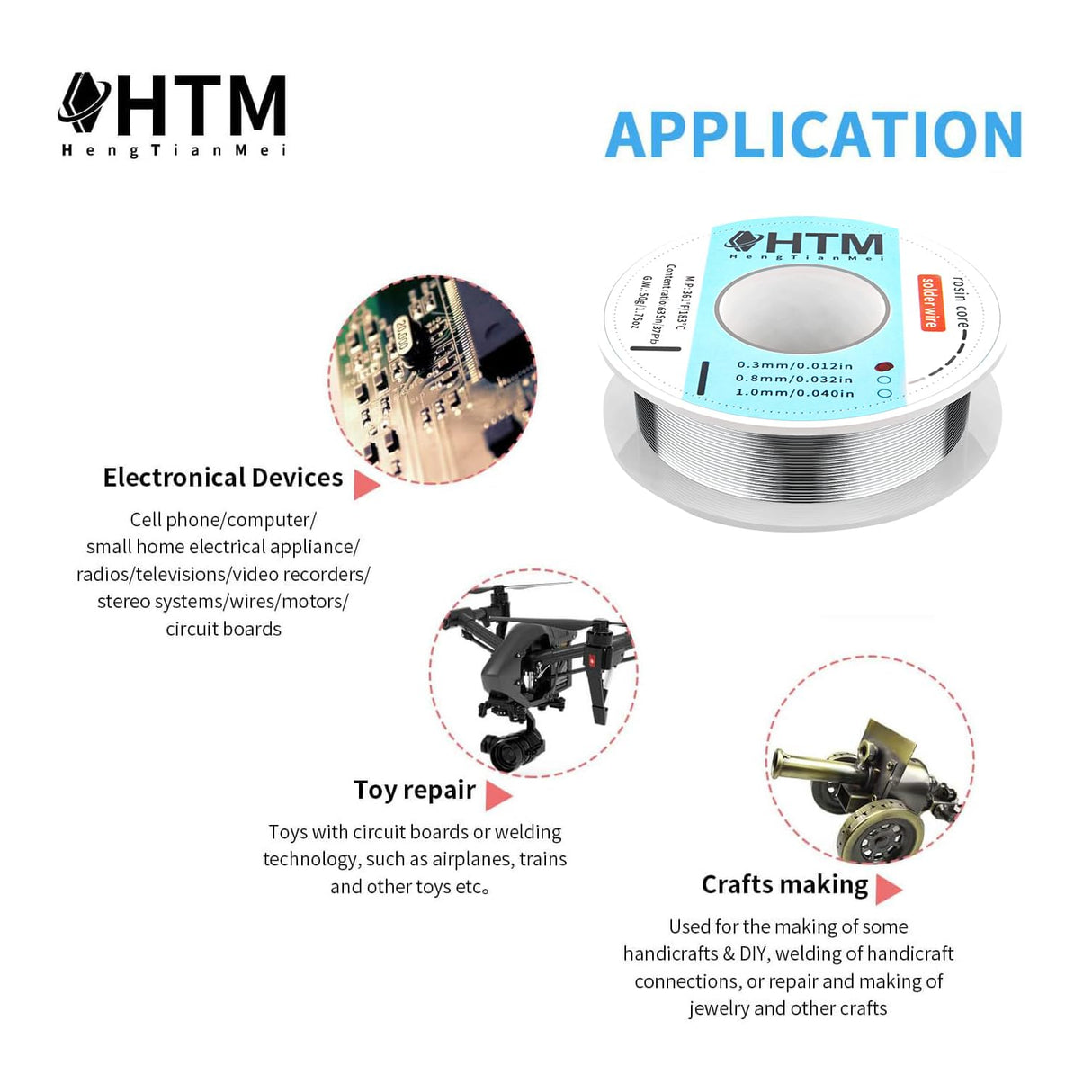 63/37 Rosin Core Tin Lead Solder Wire For Electrical Soldering(0.3mm/50g) HengTianMei