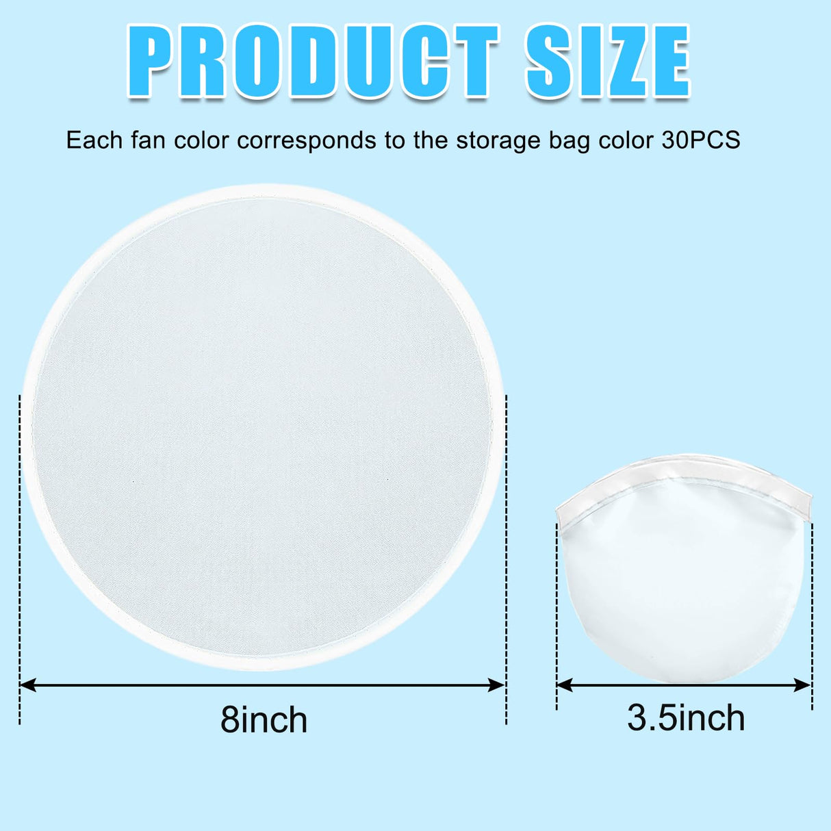 Mototo 30 Pieces Foldable Flying Disc Fans with Bag Folding Pocket Toy Set DIY Creative Gift Handheld Fabric Fan for Fun Party Favors Summer Outdoor Activity Game Halloween, White Mototo