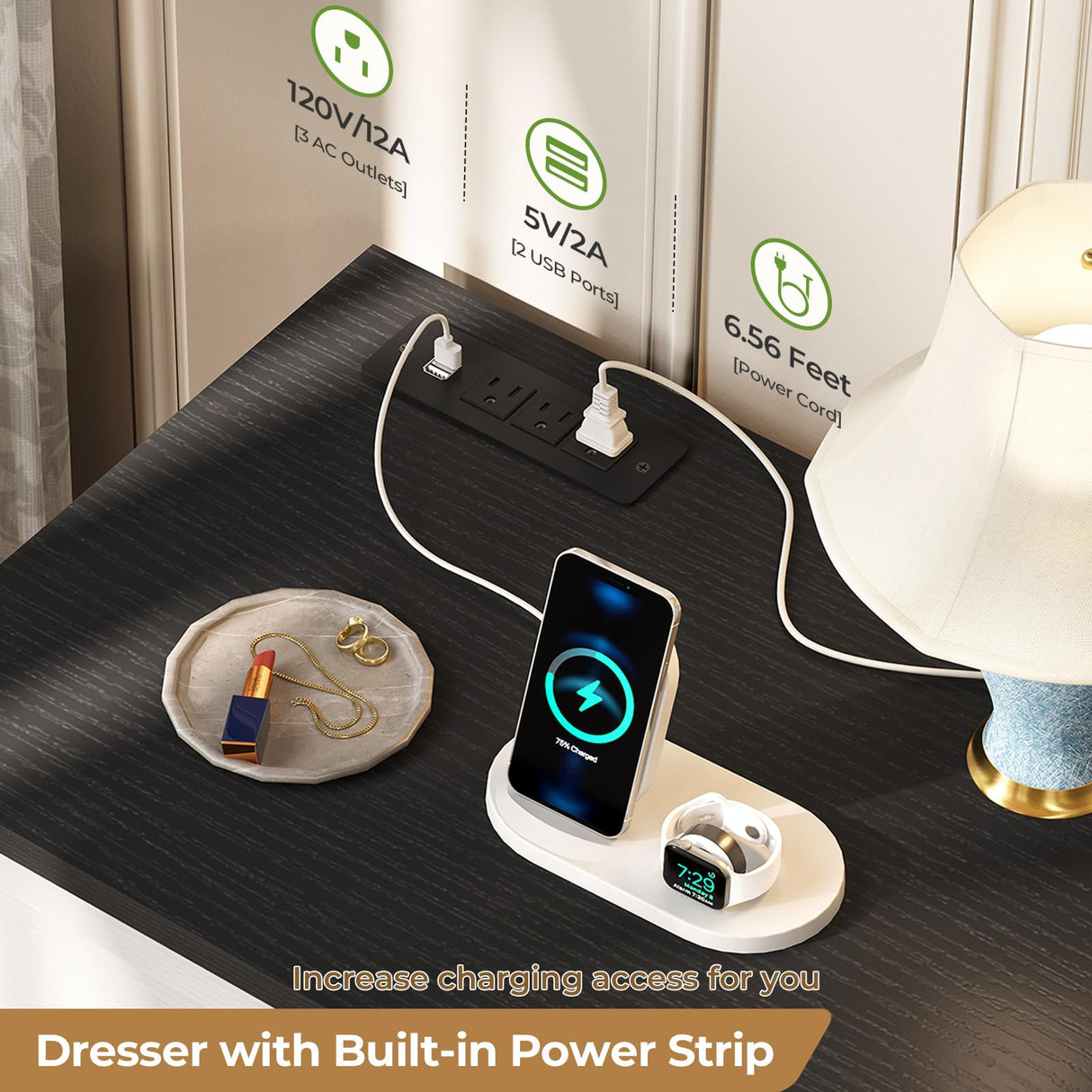 Hasuit Bedroom Dresser with 10 Drawers, 55.2" Long Dresser TV Stand with Charging Station, Farmhouse Dresser Chest of Drawers, Large Wood Storage Organizer Dresser for Bedroom Living Room, White/Black Hasuit