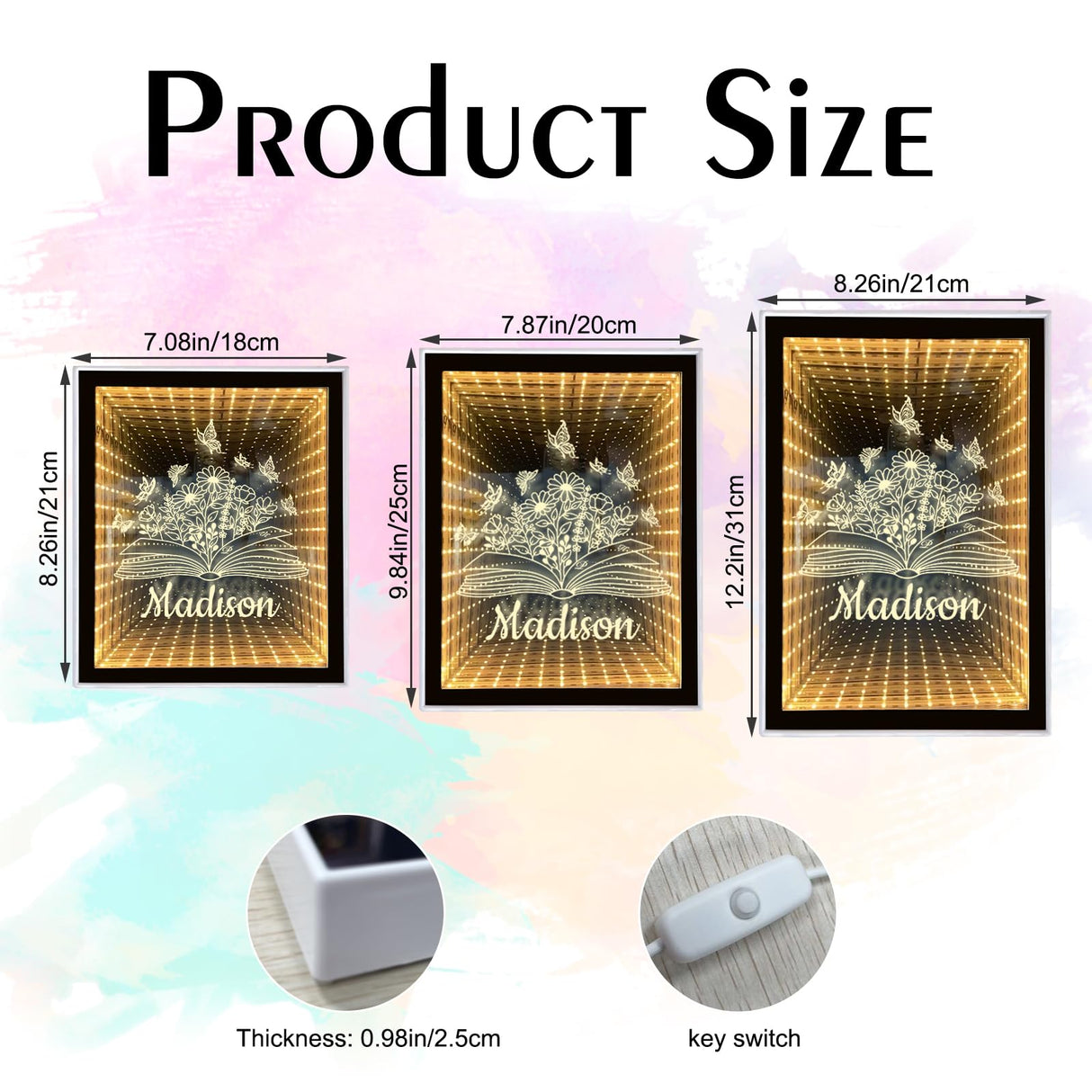 Custom Photo Infinity Mirror, Personalized Photo Frame Gifts for Friends, Couples, Family, Desktop LED Night Light Makeup Mirror 2 in 1, Home Decoration Bedroom Office Living Room LINMQIU