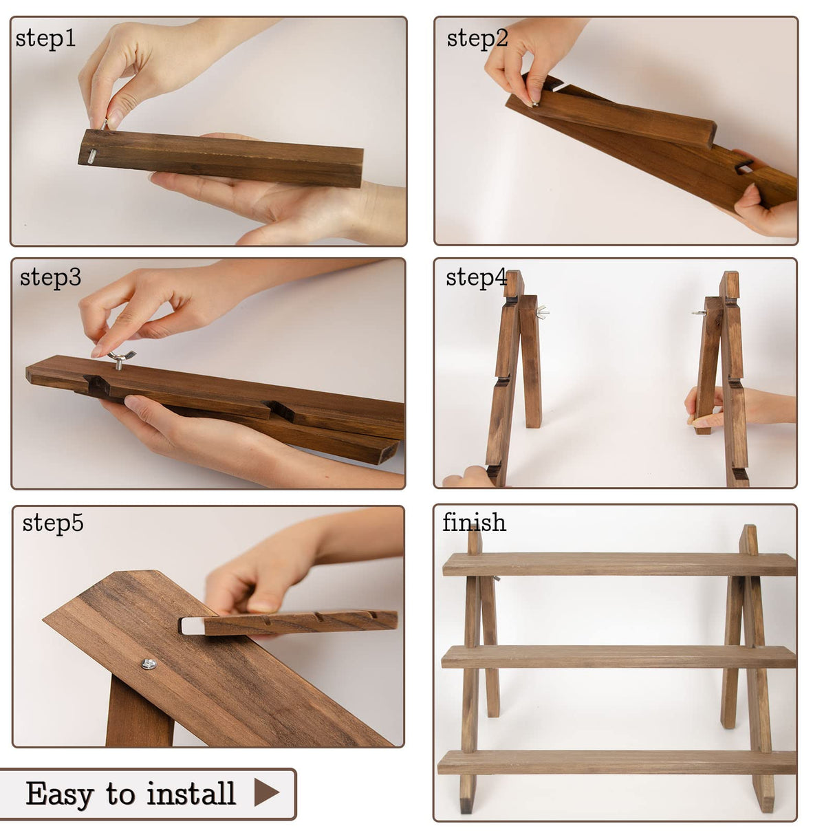 ZYP 51pcs 3-Tier Wood Earring Display Stand, Retail Jewelry Card Stand with Groove + 50 Cards Portable Ring Organizer Holder Showcase Racks for Business Home Using ZYP