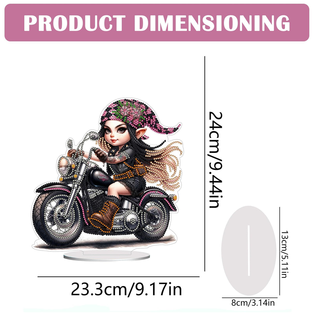 POETRYDRAW DIY Diamond Art Ornament Desktop Kit Motorcycle Girl, Stand Up Acrylic Diamonds Painting Ornament for Adults, 5D Special Diamond Gem Craft Tabletop Placement Board Kit POETRYDRAW
