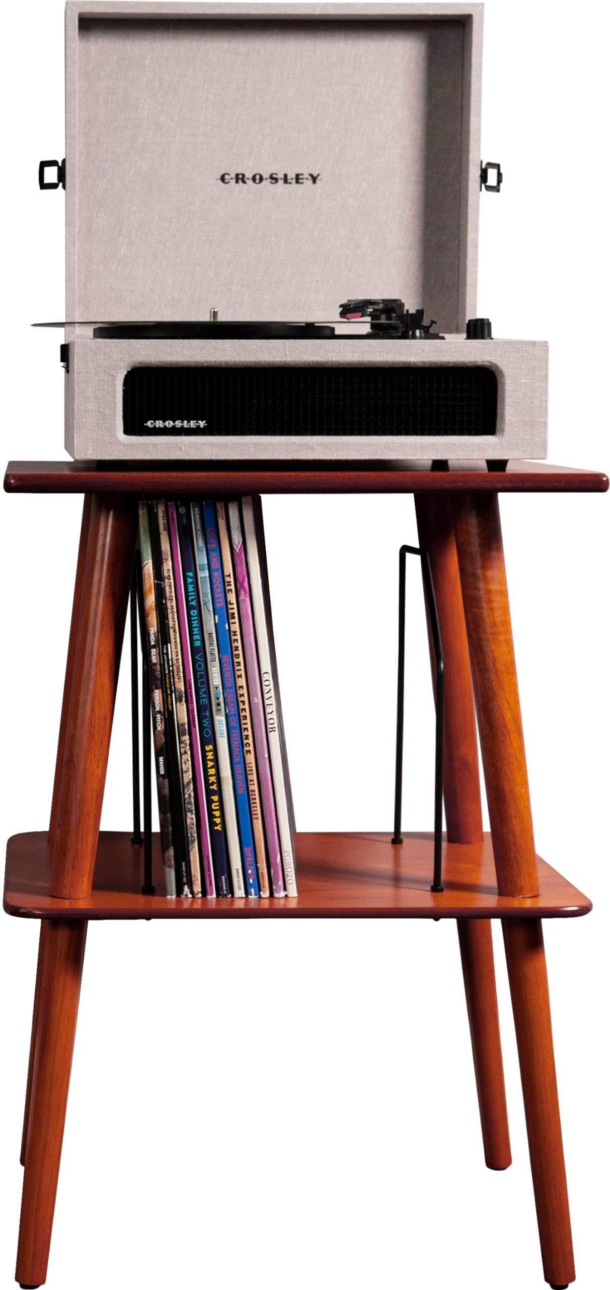 Crosley Manchester Record Player Stand, Media Console with Vinyl Storage, Modern Home Organizer, Paprika Crosley