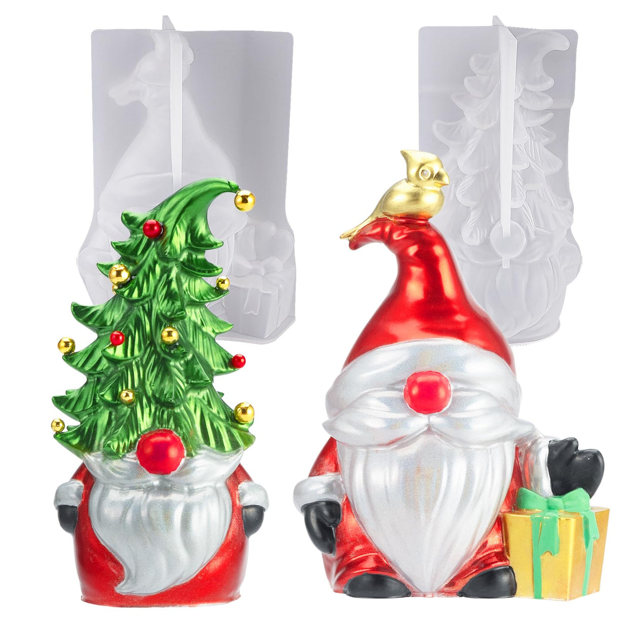 LET'S RESIN Christmas Gnomes Resin Molds, 2 Pcs Santa Gnomes Epoxy Resin Molds with Slouchy Hat Christmas Tree Gnome, Funny Silicone Molds for Epoxy Resin, Christmas Ornaments, Thanksgiving Gifts LET'S RESIN