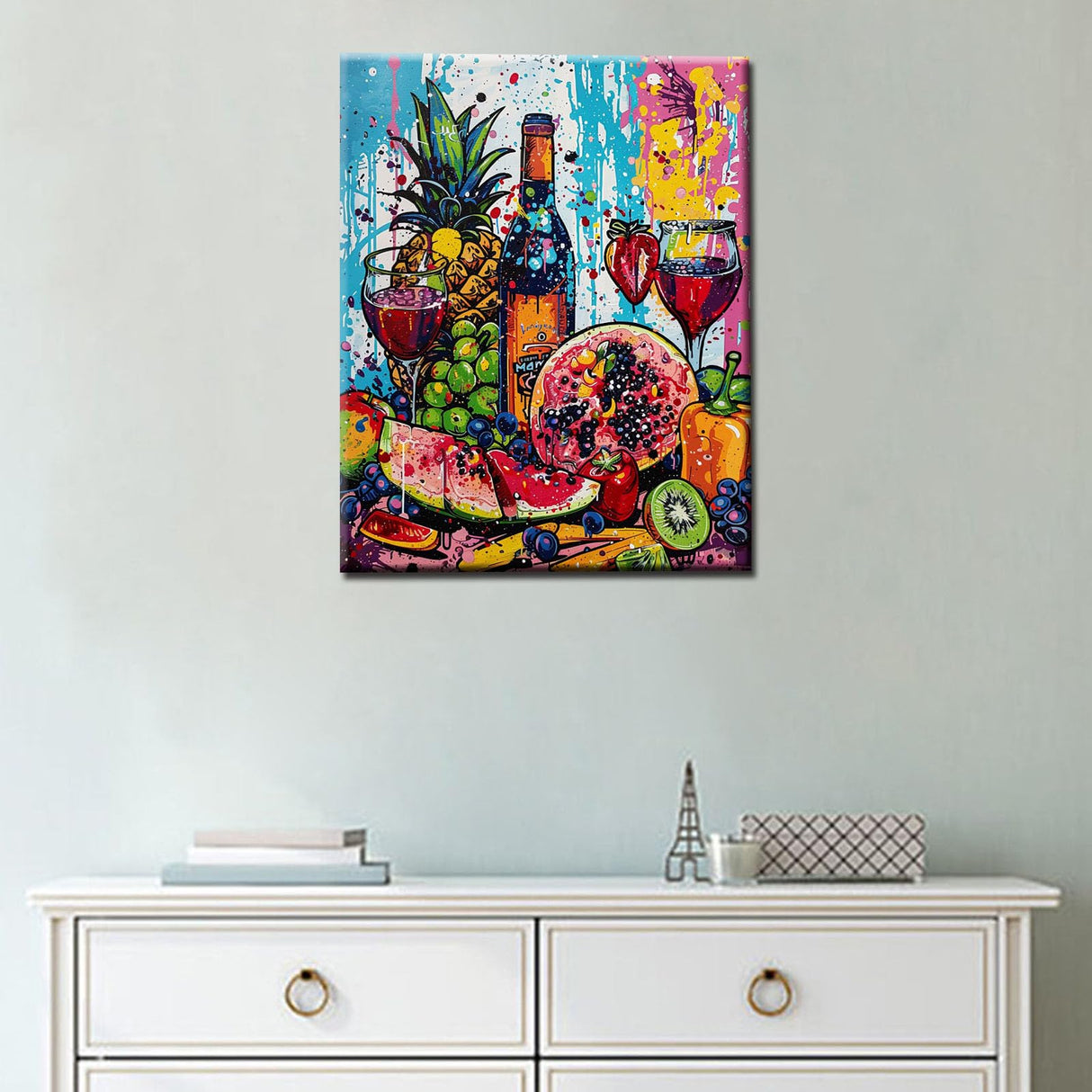 Happy Red Wine Party Paint by Numbers Kits for Adults Beginner Tropical Fruits Oil Paintwork Graffitic Pop Art Digital Pictures 16"W x 20"H inch Modern Home Decor Boho Gift Art Craft (Frameless) TUMOVO