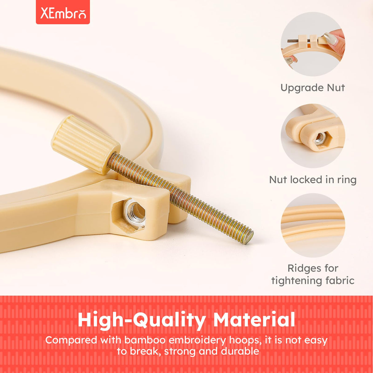 XEmbro 6 Pieces Embroidery Hoop 3.6 to 10.7 inches Plastic Cross Stitch Hoop with 16PCS Needles, Small Embroidery Hoops for Embroidery, Cross Stitch, Craft Sewing, and Decoration Ornaments XEmbro