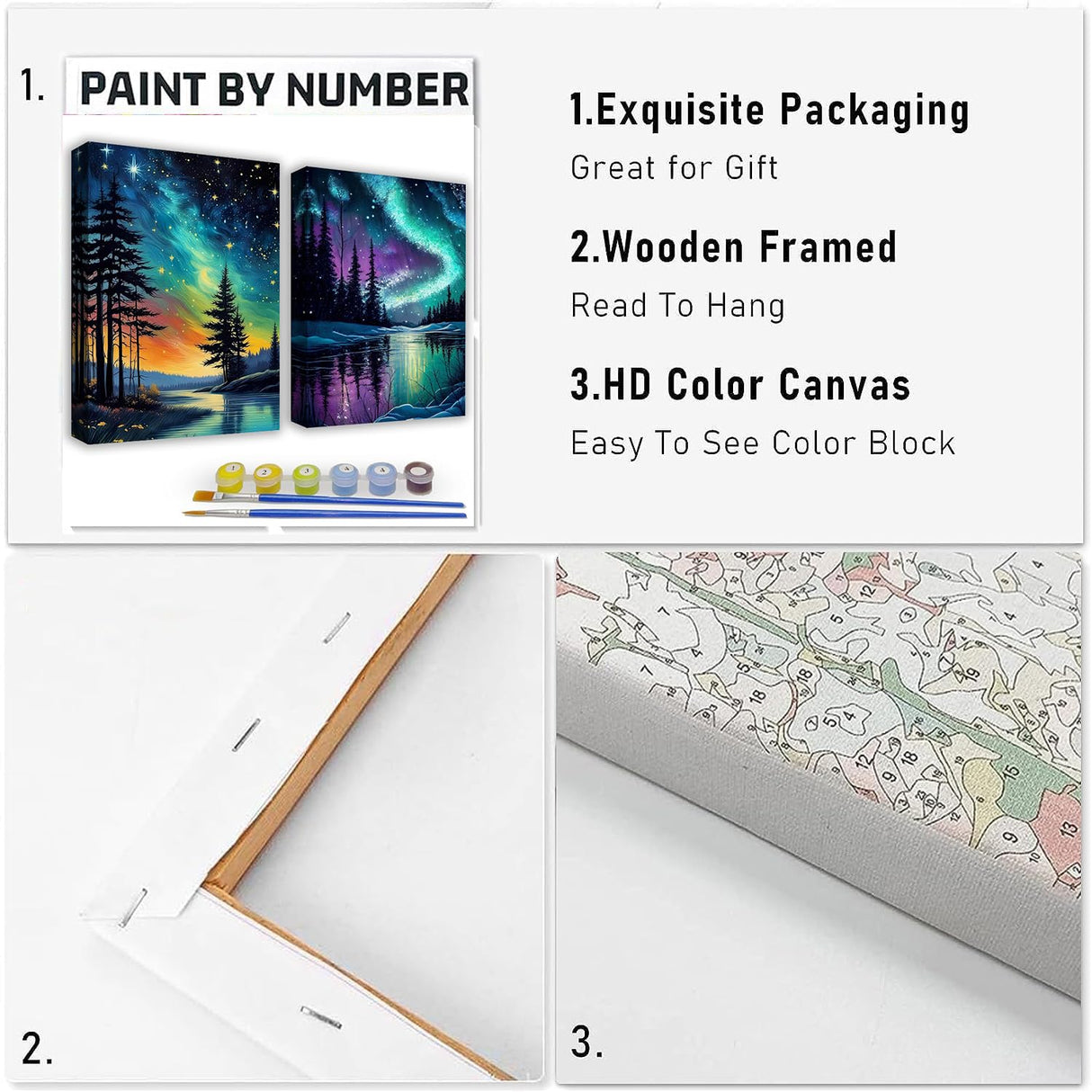 KYOQFVN 2 Pack Paint by Numbers Kit for Adults - Acrylic Easy Framed Canvas Arts and Crafts 8x12inch KYOQFVN