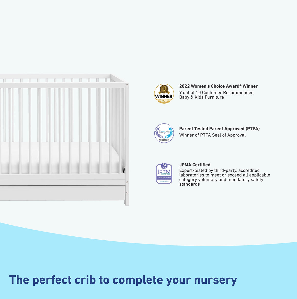 Graco Teddi 5-in-1 Convertible Crib with Drawer (White) – GREENGUARD Gold Certified, Crib with Drawer Combo, Full-Size Nursery Storage Drawer, Converts to Toddler Bed, Daybed and Full-Size Bed Graco