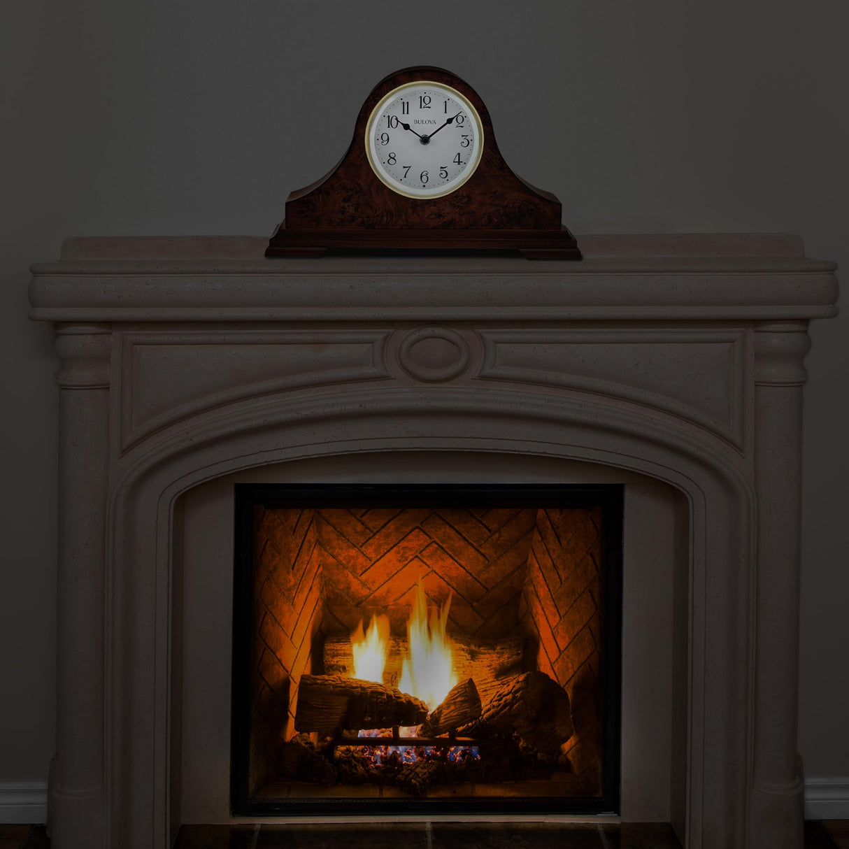 Bulova Chandler Lighted Mantel Clock, Model B1853 | Elegant Design | Illuminated Dial | Quartz Movement | Cherry Wood Finish | Battery Operated Bulova