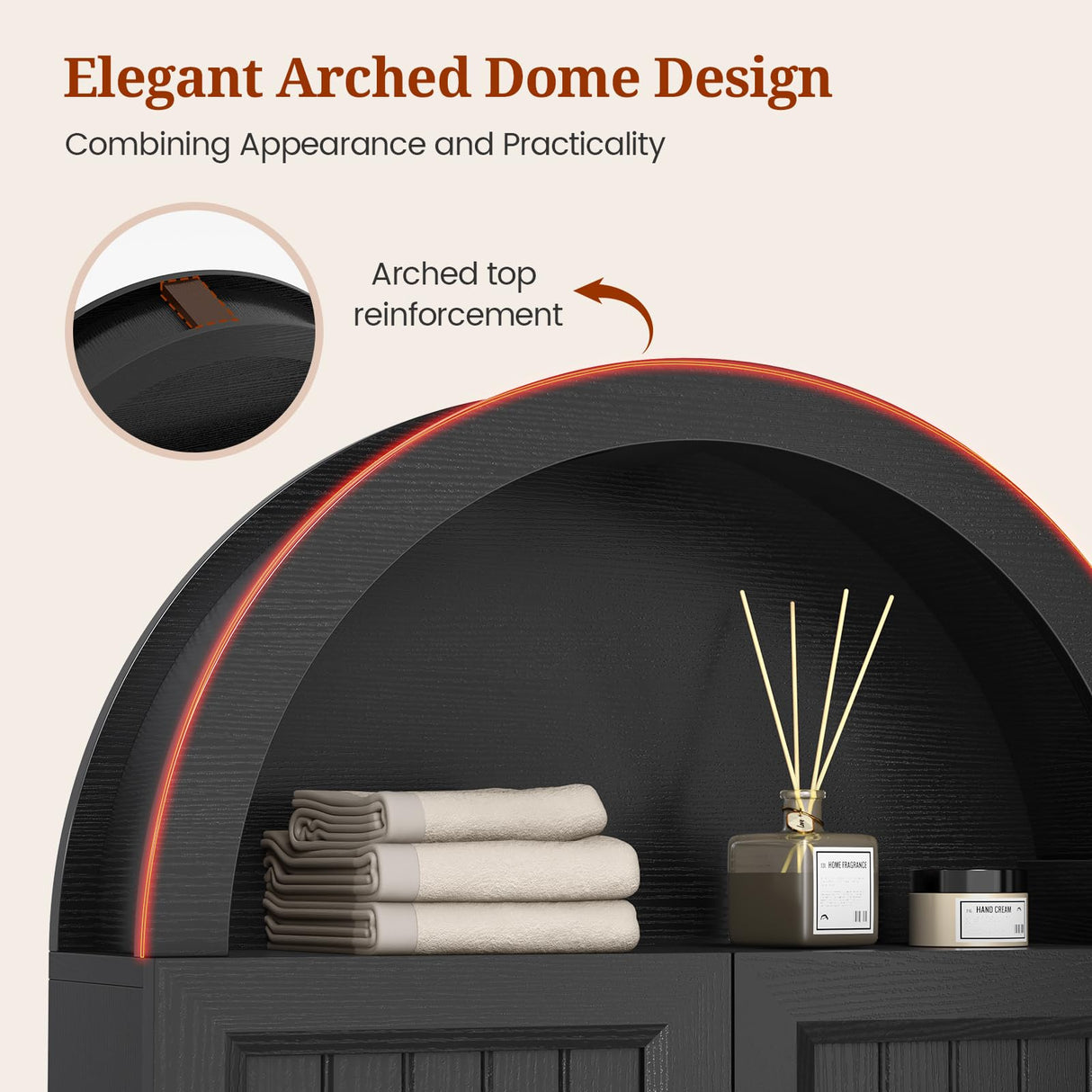 UPOSOJA Arched Bathroom Wall Cabinet, 20.3 x 30.5'' Over The Toilet Cabinet with Grille Door, Adjustable Shelf, Wall Mounted Cabinets for Bathroom Laundry Room Kitchen (Grille Door, 30IN) UPOSOJA