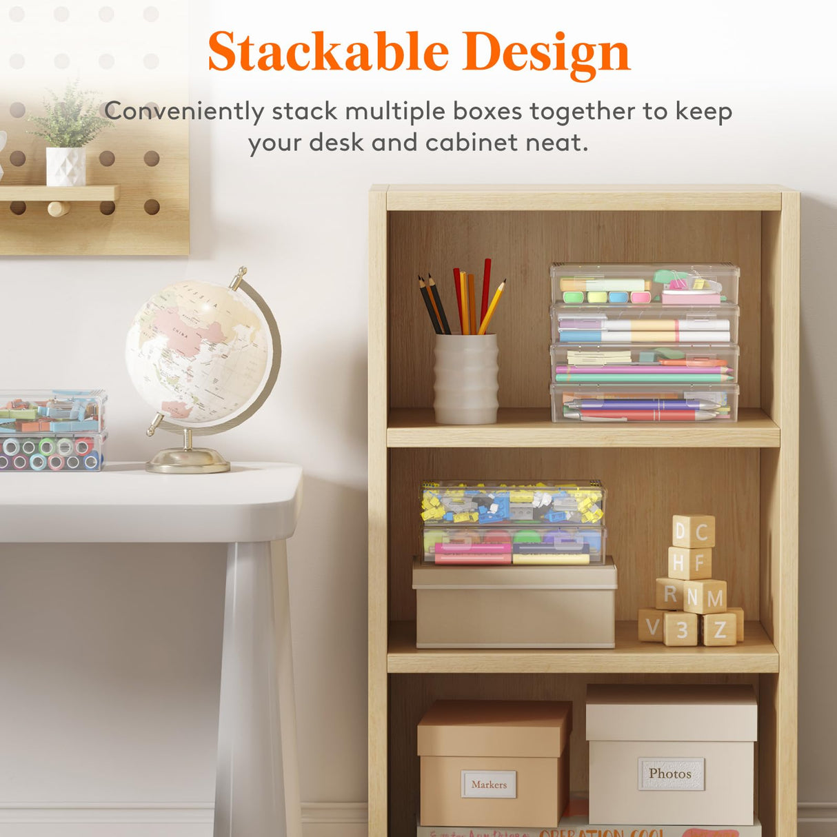 Lifewit Plastic Pencil Box with Snap-tight Lid, Large Capacity Hard Pencil Case, Craft organizer for Art Supply,Office, 4 Pack Lifewit