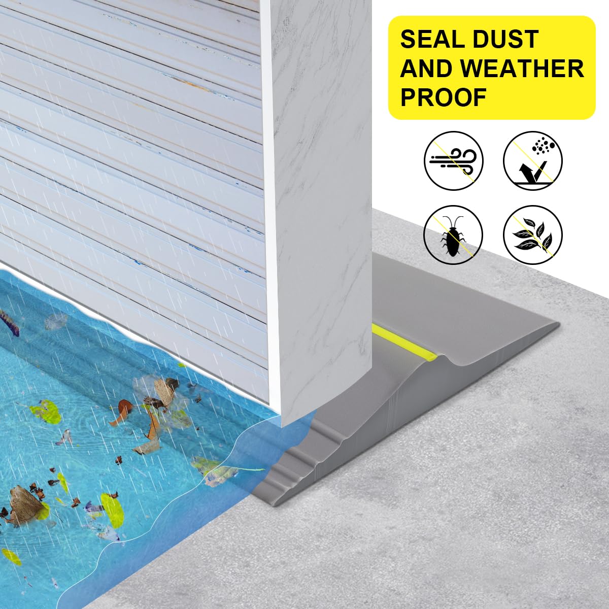 VUAOHIY Universal Garage Door Bottom Threshold Seal Rubber Strip with Adhesives, DIY Weatherproof Weather Stripping Replacement (10FT, Gray) VUAOHIY