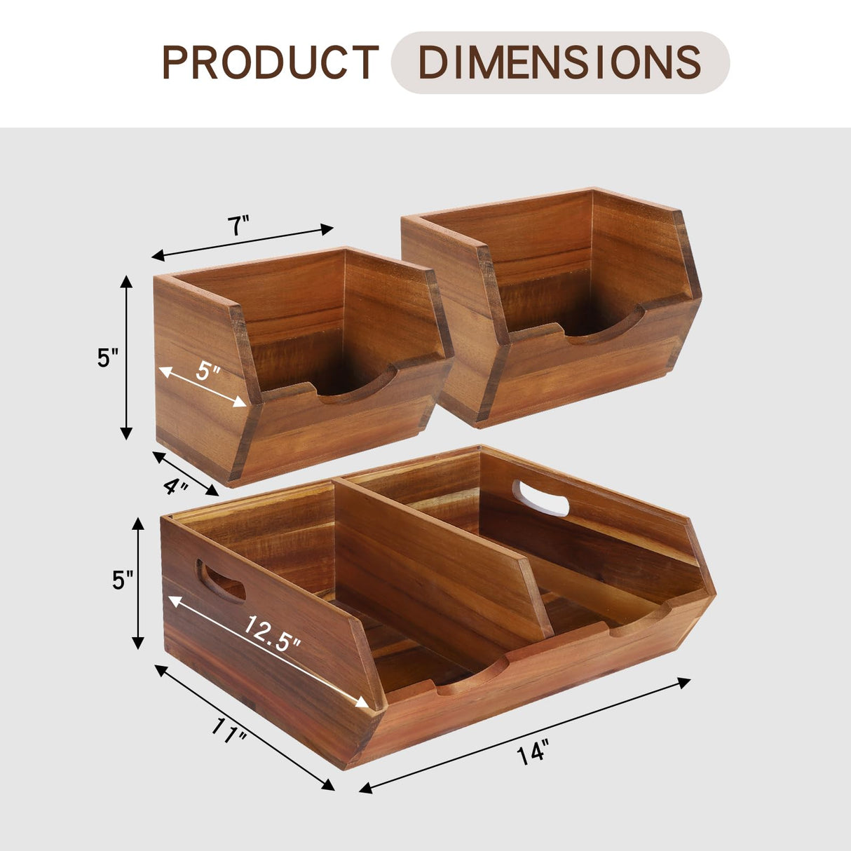 3 in 1 Acacia Wood Pantry Storage Bins for Kitchen(No installation Required)-Potato and Onion Storage Bins,2-tier Vegetable and Fruit Organizer with Anti-slip Mat,Stacking Bins for Kitchen & Pantry EULXSUD