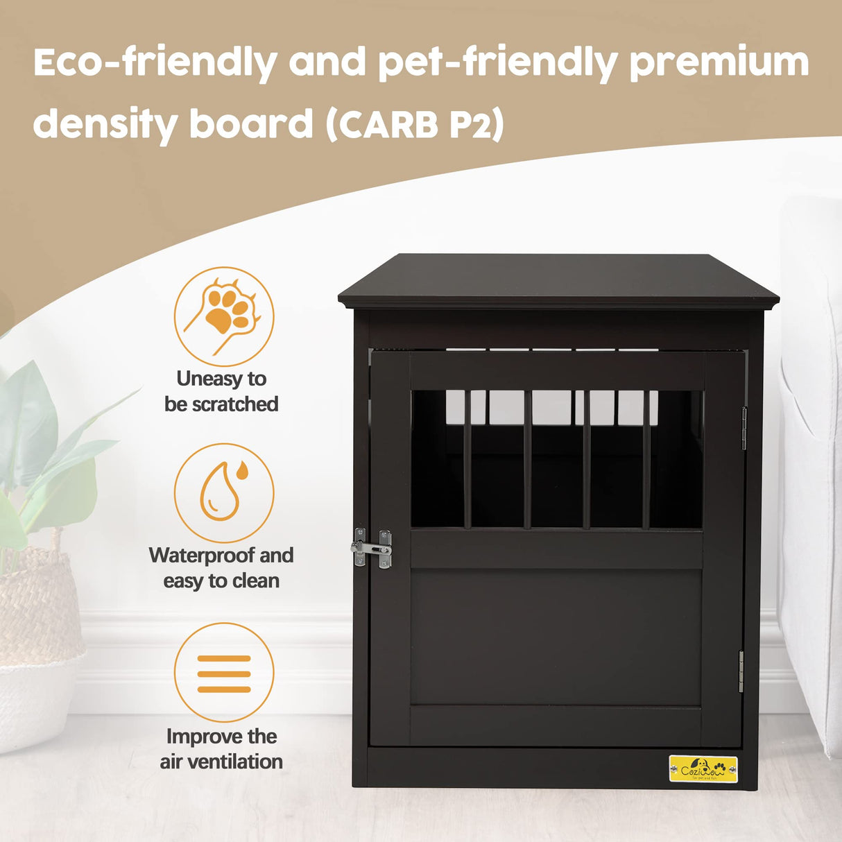 COZIVVOVV Wood Dog Crate Furniture,Wooden Indoor Dog Kennel Furniture, Aesthetic Furniture Style Dog Crate Table for Medium Dogs, Modern Small Dog Kennel end Table, Brown cozivvovv