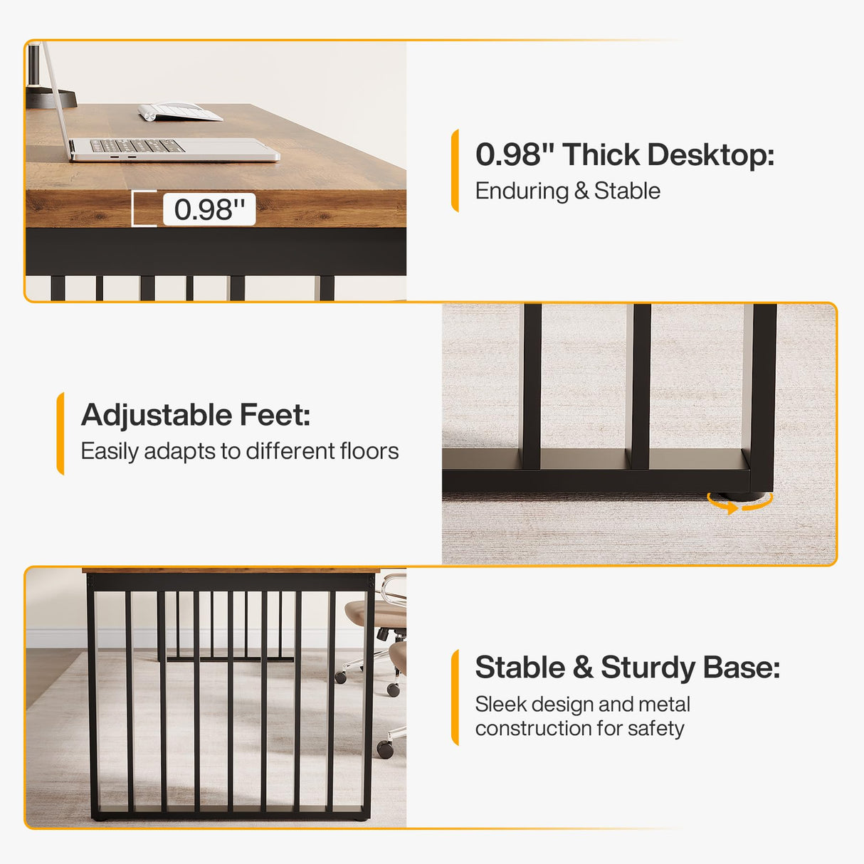 Tribesigns 78" Modern Large Office Desk, 2-Person Computer Workstation, Industrial Wooden Desk with Metal Legs, Perfect for Home Office, Gaming, Working Tribesigns