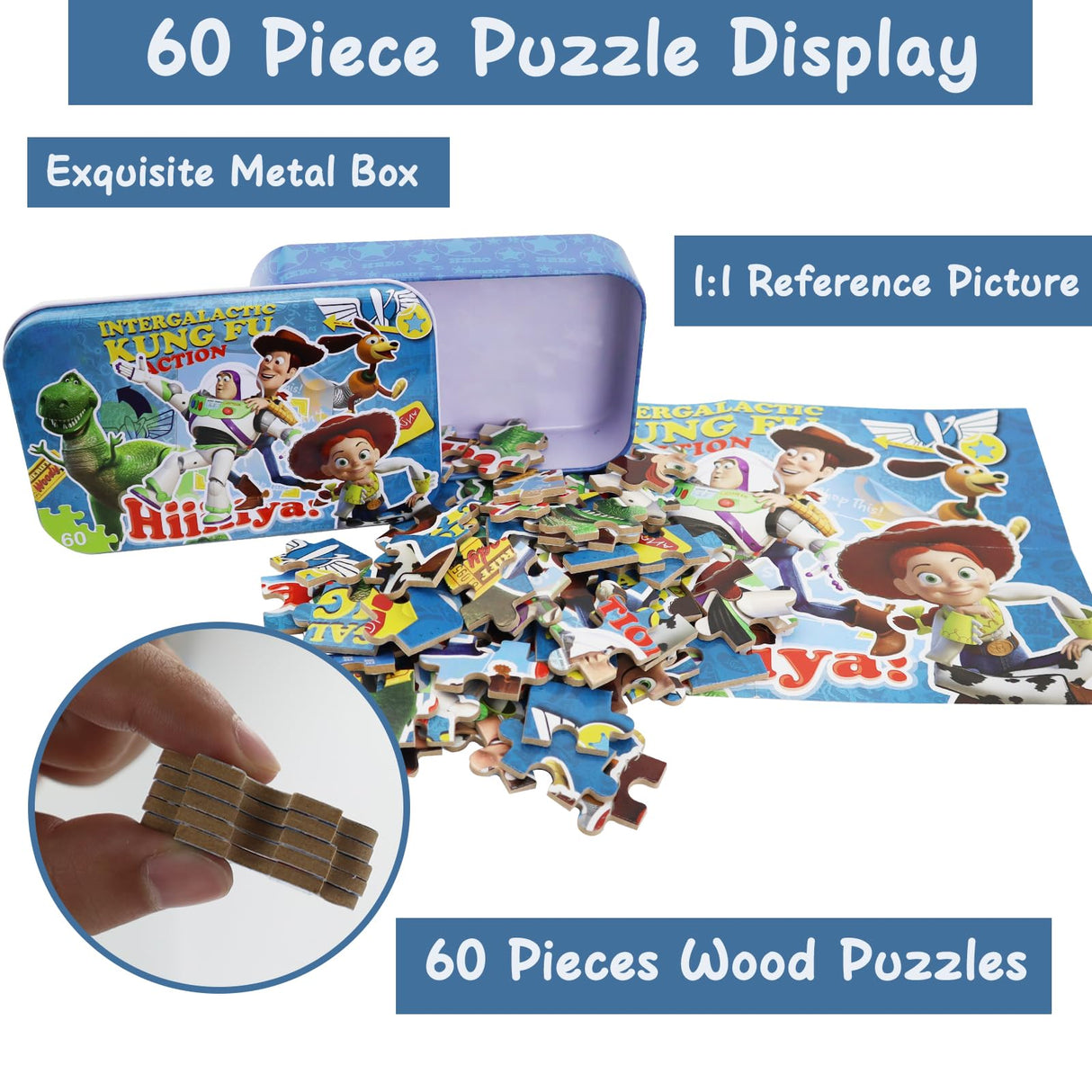60 Piece Toy Story Puzzles in a Metal Box for Kids Ages 4-8 Jigsaw Puzzles for Girls and Boys Great Gift for Children (0683) DPLEFO