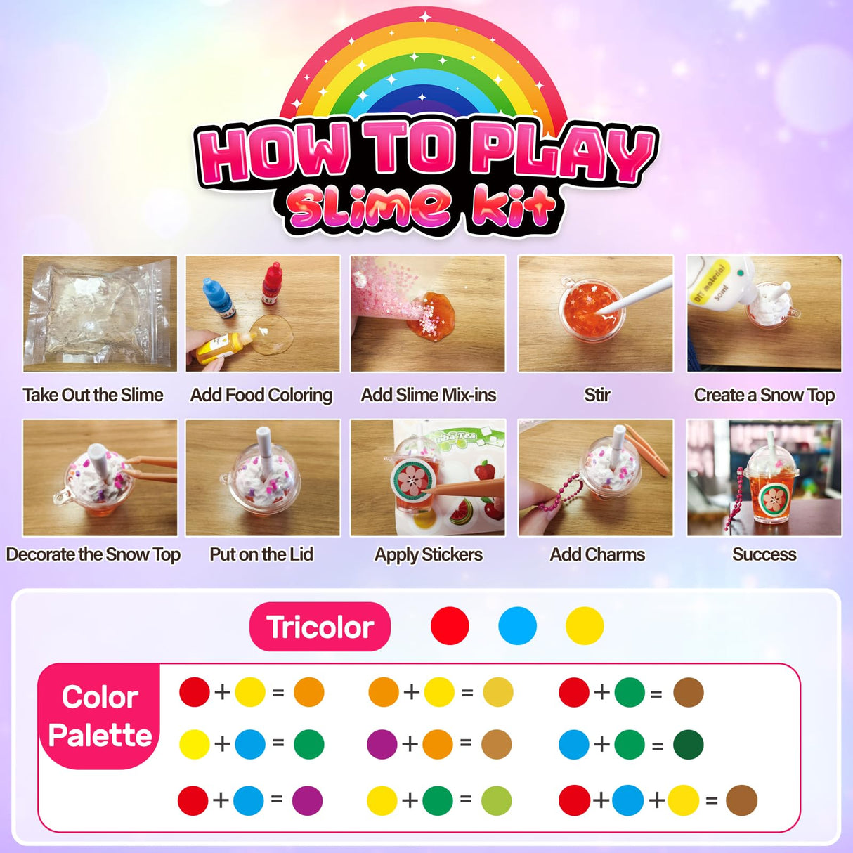 Trubic 46PCS Slime Boba Tea Making Kit for Girls Ages 8-12, DIY Pretend Play Food Toys, Bubble Tea Cups, Bag, Clear Slime, Add-ins, Making Miniature Food, Party Favors for Kids 6 7 9 10 11 Trubic