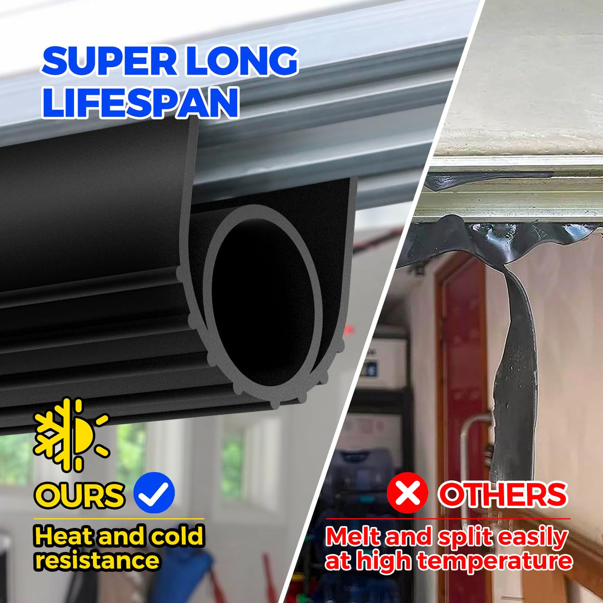 Holikme Garage Door Seals Bottom Rubber, Flexible Rubber Garage Door Seal, Garage Door Weather Stripping Kit Seal Strip Replacement, 5/16 Inch T-End, 4 1/8 Inch Width (17Ft, Black) Holikme