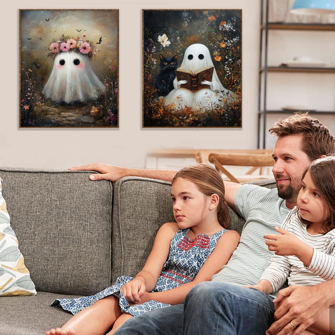 VIGEGU 6 Pack Ghost Paint by Numbers Kit for Adults,Halloween Paint by Number DIY Adult Paint by Number Kits Acrylic Oil Painting for Wall Decor 9.5x12in VIGEGU