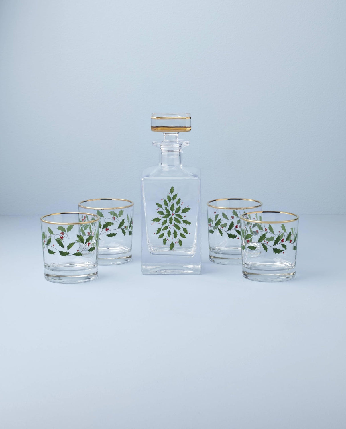 Lenox 896709 Holiday 5-Piece Decanter & Whiskey Glass Set, Christmas Dinnerware, Hosting Lenox