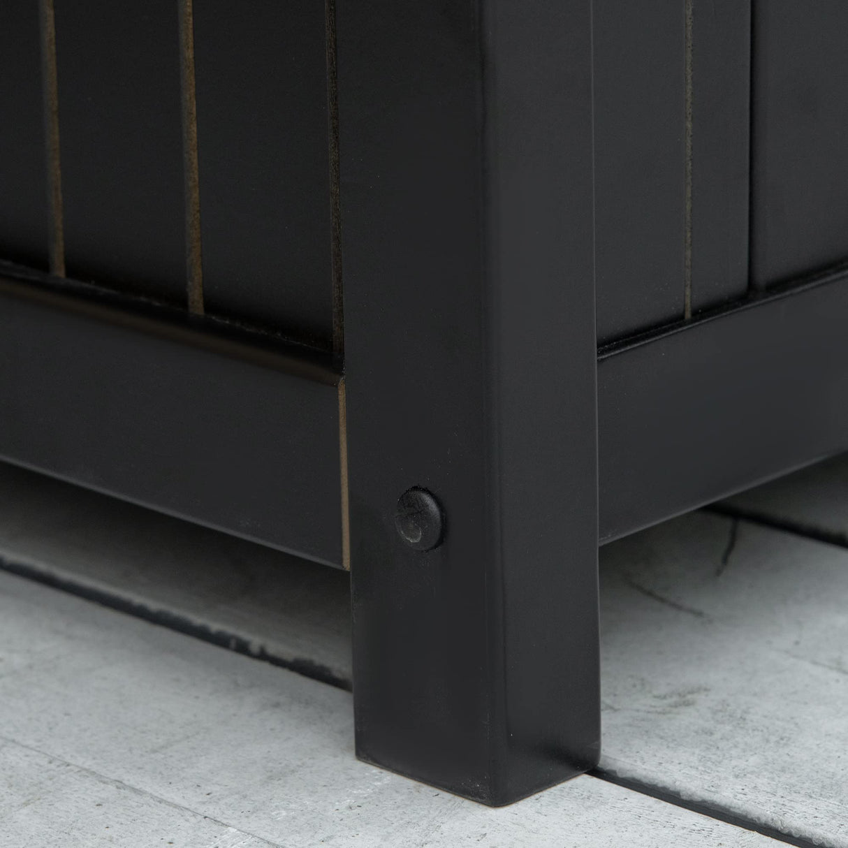 Outsunny 43 Gallon Outdoor Wooden Storage Bench with Backrest and Armrests, Black Star Motif Outsunny