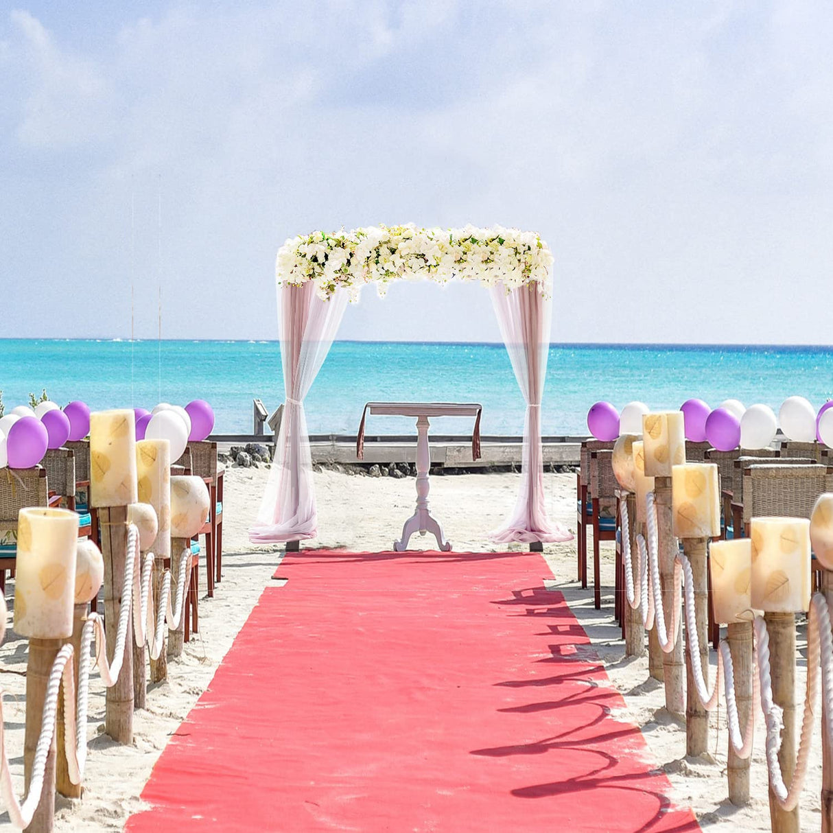 Wooden Wedding Arch, 7.5Ft Large Square Outdoor Wooden Arch, Rustic Wedding Arch for Ceremony Beach Lawn Garden Graduation Parties SAVITA