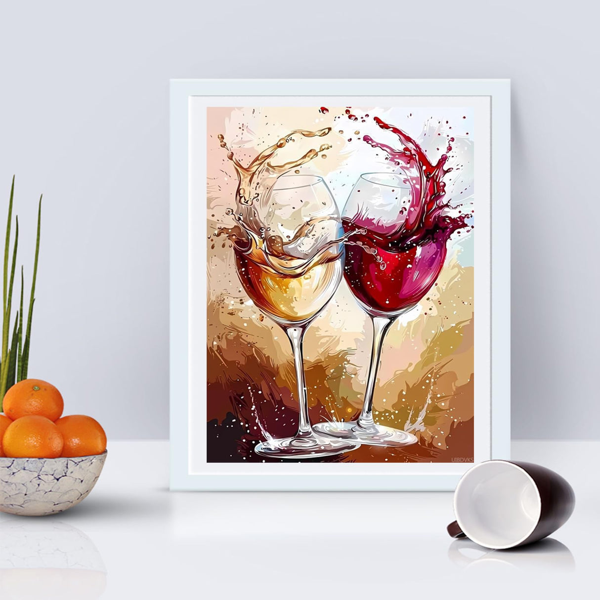 UIBDVKS 5D Wine Glasses Clinking Together Diamond Painting Kits for Adults DIY Glass Diamond Art Kits for Beginner Full Drill Glass Diamonds Painting Gem Art for Gift Wall Decor 12x16 inch UIBDVKS