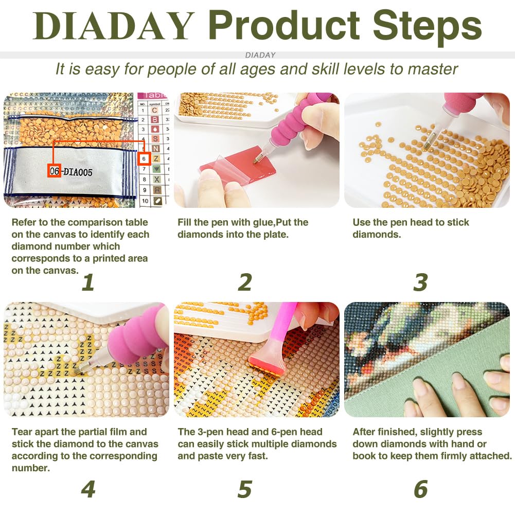 DIADAY Two Hummingbirds Diamond Art Kits for Adults, Birds Diamond Painting Kits for Adults, 5D Full Drill Round Diamond Art, DIY Gem Craft Arts Home Wall Decor Gift 12 x 12 Inches DIADAY