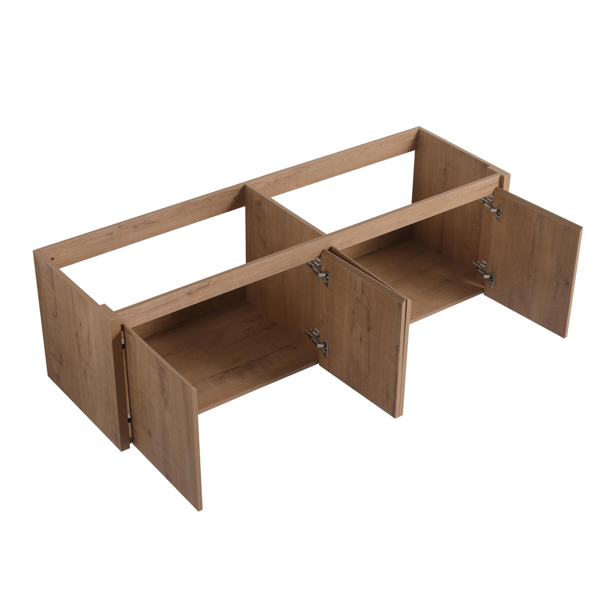 60" Floating Bathroom Vanity,60 Inch Bathroom Vanity Without Top Sink,Modern Floating Vanity Cabinet,Brown Wall Mounted Cabinet with Soft Closing Doors,Plywood(Sink Basin Not Included) WoodArtSupply