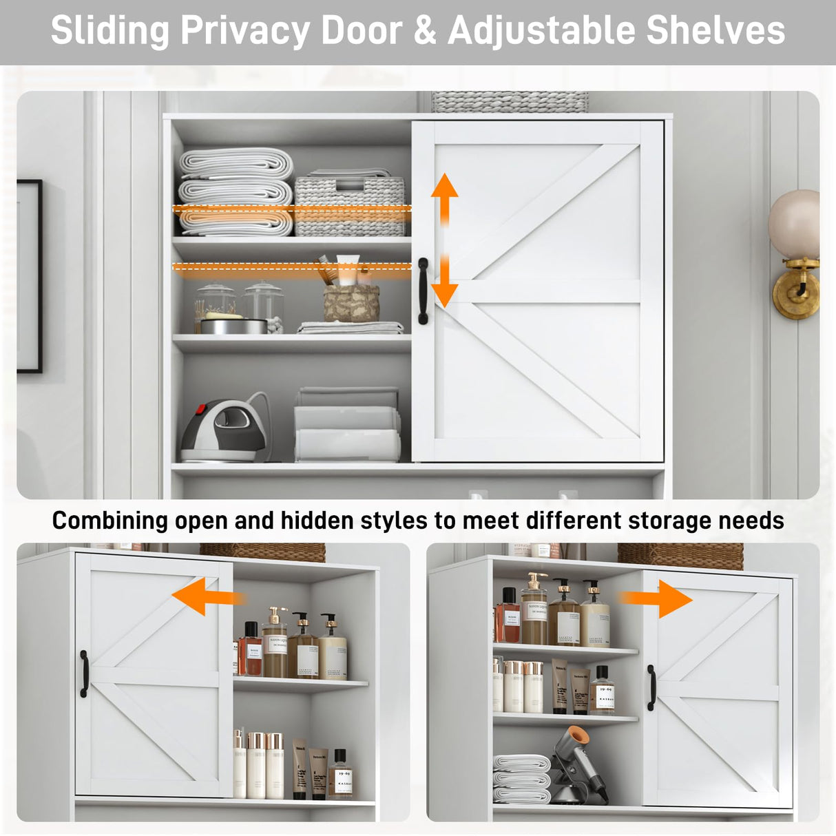 78" Tall Tilt-Out Double Doors Laundry Cabinet Hamper w Hidden Laundry Hamper,Large Pull Out Laundry Room Storage Cabinets,Kitchen Double Tilt Out Trash Cabinet,13X2 Gallon Bathroom Organizers(White) jiteentarou