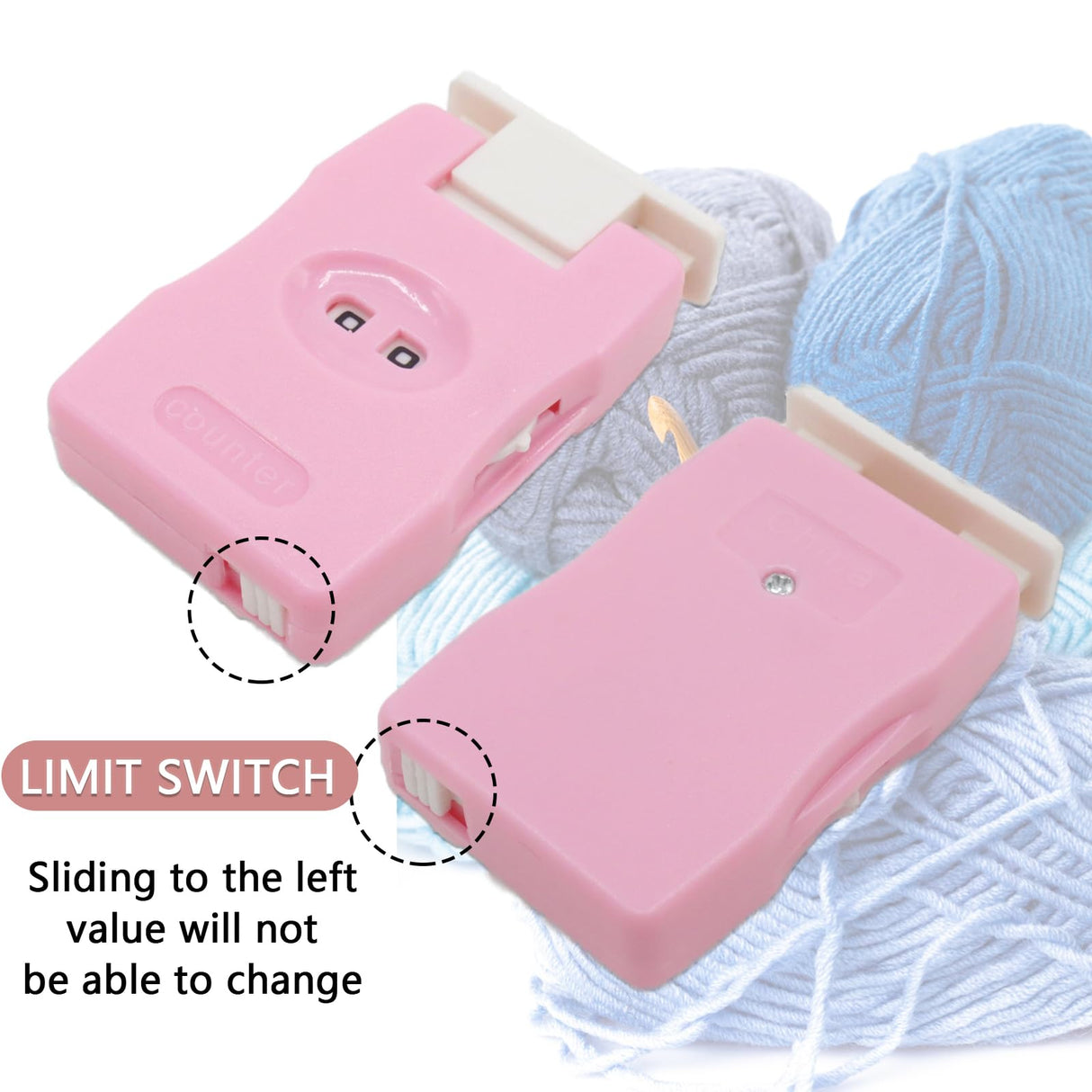 Joyangy 2-Pack Pink Knitting Counter Set, Crochet Stitch Marker, Row Tally, Manual Knit Counting Tool for Craft Yarn, Crocheting Supplies, Portable Needlework Travel Accessories Joyangy