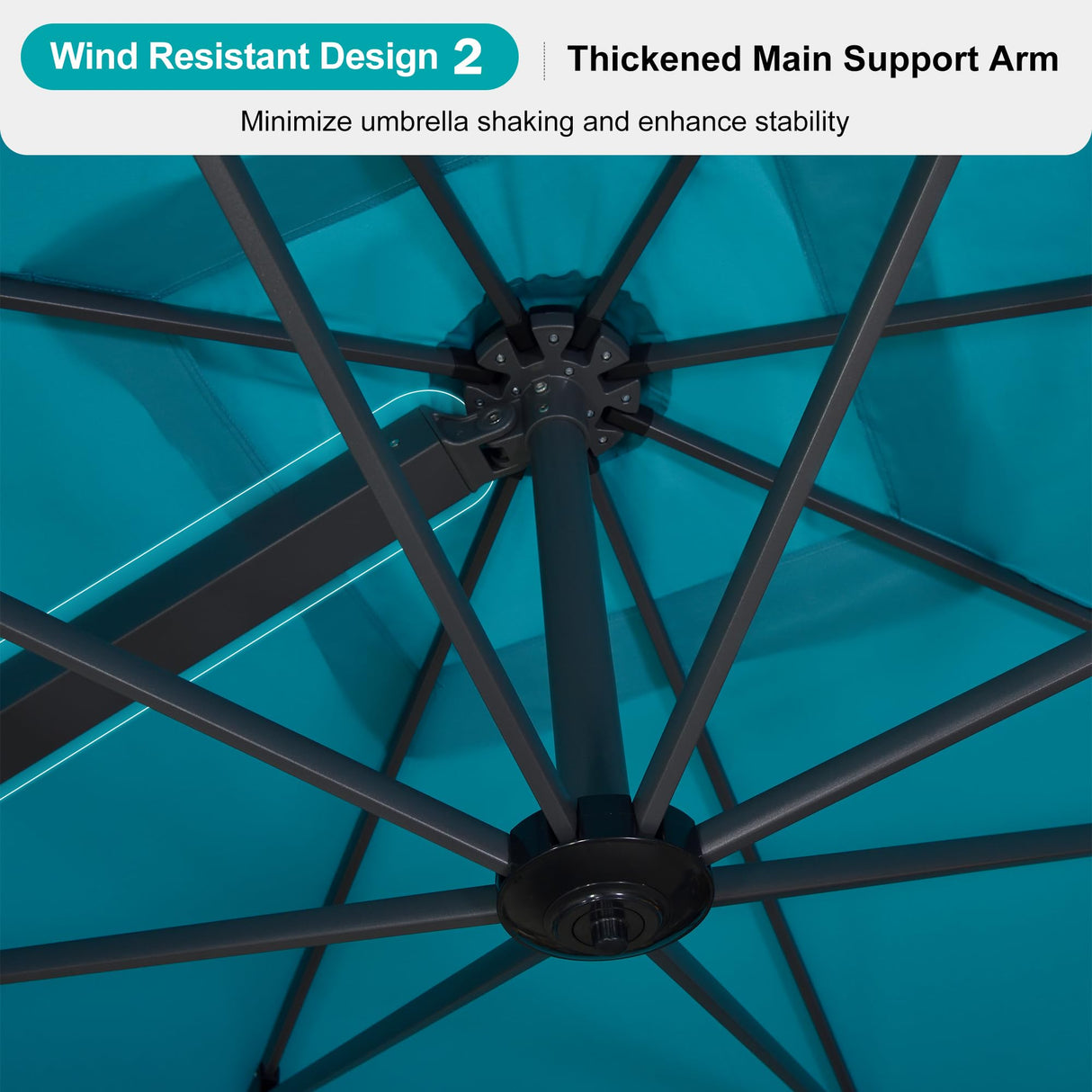 PURPLE LEAF 11' X 15' Rectangle Patio Umbrella Large Outdoor Aluminum Umbrella Offset Umbrella with 360-degree Rotation Cantilever Umbrella for Garden Deck Backyard Pool Turquiose Blue PURPLE LEAF