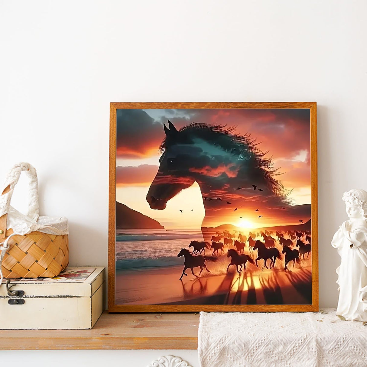 Horse Diamond Painting Kits for Adults, Diamond Art Kits for Adults, DIY 5D Diamond Painting Kits for Beginners Home Wall Decor 14x14inch Mandun