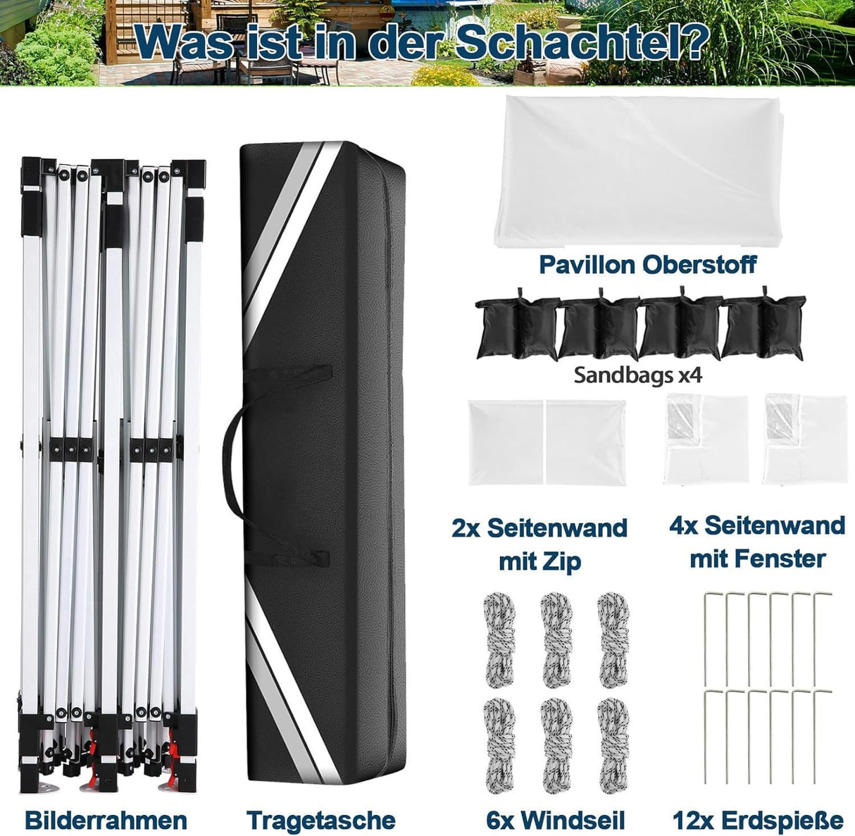 COBIZI Canopy 10x20 Pop Up Canopy Tent with 6 Sidewalls, Waterproof Commercial Canopy Ez Outdoor Instant Gazebo UV Protection 50+ Event Shelter, Garden Tents for Parties with Sandbags, White COBIZI