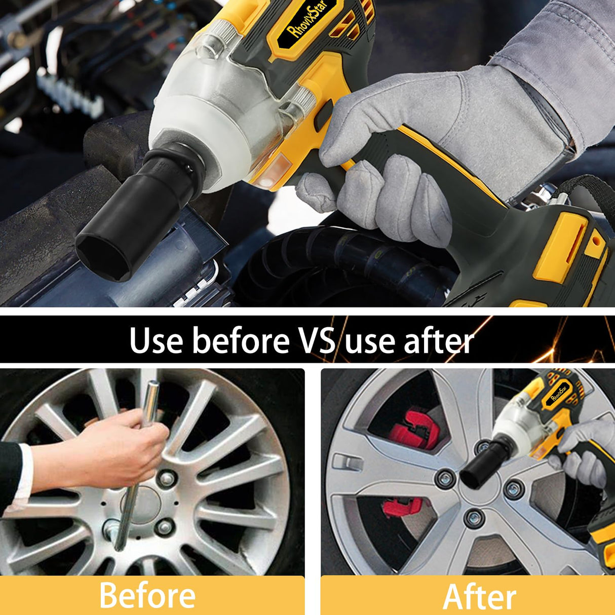 RhovixStar 20V MAX Cordless Impact Wrench Kit,1/2" Brushless Motor High Torque Impact Gun,4000mAh Battery and Charger Included,Variable Speed RhovixStar