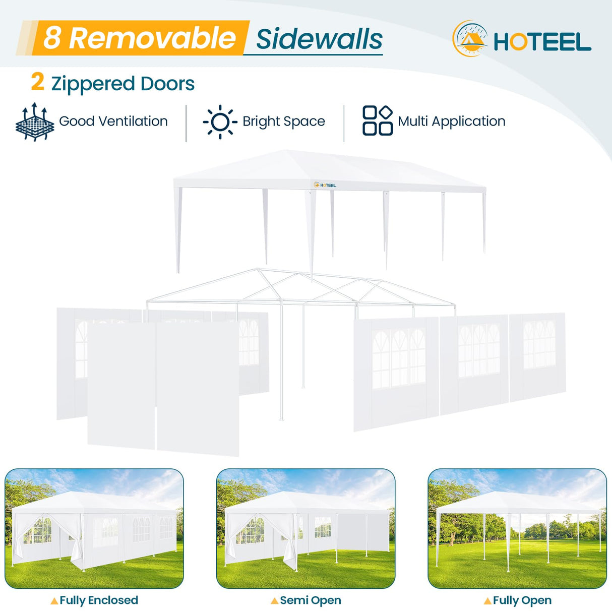 HOTEEL 10'x30' Canopy Party Tent with 6 Removable Sidewalls, Outdoor Tent for Parties, Event Tent, Large Canopy Tent for Weddings, BBQ, Parties, Patio Camping Gazebo, Waterproof, White Hoteel