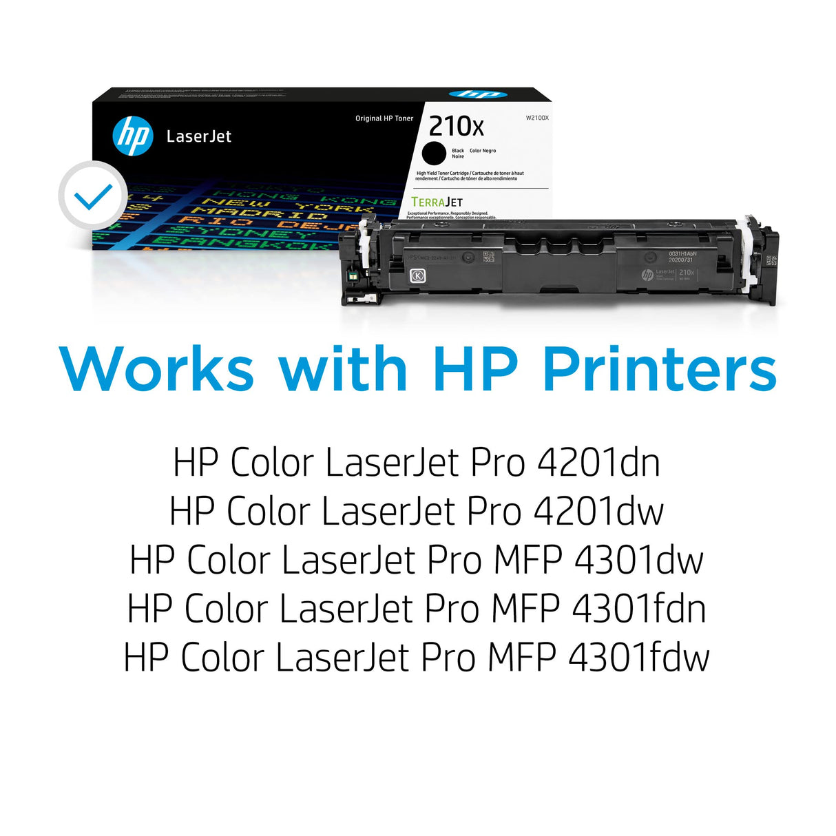 HP 210X Black High-Yield Toner Cartridge | Works Color Laserjet Pro 4201, Color Laserjet Pro MFP 4301 Series | W2100X HP
