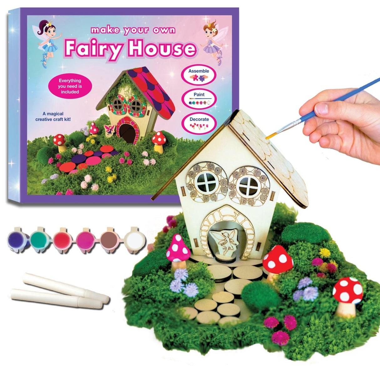 Wooden Fairy House Craft Kit for Kids | DIY Fairy Garden with Paints & Decorations | Creative Arts & Crafts Birthday Gift for Girls Activity | Ages 5, 6, 7, 8-12 Magical Valley
